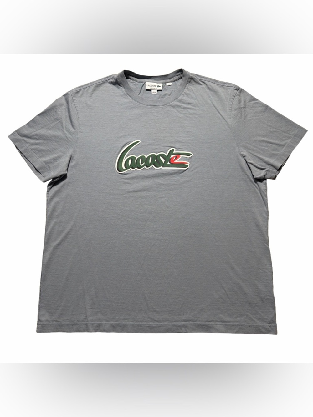 Lacoste Croc Print Logo Graphic T-Shirt Men’s 3XL Gray Casual Tee